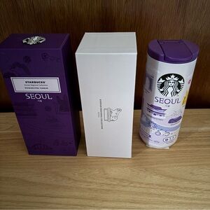 NEW w/ Box STARBUCKS SEOUL KOREA Purple Metal Tumbler Cup 355ml 12 oz
